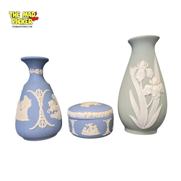 Wedgwood Small Ceramic Vase & Container with 6-Inch Flambro Porcelain Vase
