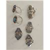 Image 2 : 6 New Inlaid Multi-Stone Rings from the Philippines in Silver Settings (all stamped .925) Total weig