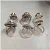 Image 3 : 6 New Pink Andean Opal, Crystal, Faux Pearl, & Rose Quartz Rings in Silver Settings (all stamped .92