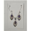 Image 1 : New Faceted Amethyst Crystal Necklace & Earrings Set in Silver Settings (all stamped .925) Total wei