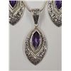 Image 2 : New Faceted Amethyst Crystal Necklace & Earrings Set in Silver Settings (all stamped .925) Total wei