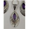 Image 3 : New Faceted Amethyst Crystal Necklace & Earrings Set in Silver Settings (all stamped .925) Total wei