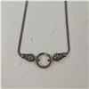 Image 1 : Sterling Silver & Marquisate Necklace - Center can be opened to hang additional pendant - Total weig
