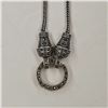 Image 2 : Sterling Silver & Marquisate Necklace - Center can be opened to hang additional pendant - Total weig