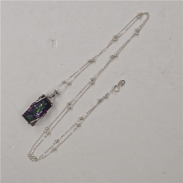 New Mystic Topaz Pendant in Sterling Setting on a 24" Italian Sterling Chain (Pendant is 8 x 12 x 23