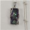 Image 2 : New Mystic Topaz Pendant in Sterling Setting on a 24" Italian Sterling Chain (Pendant is 8 x 12 x 23