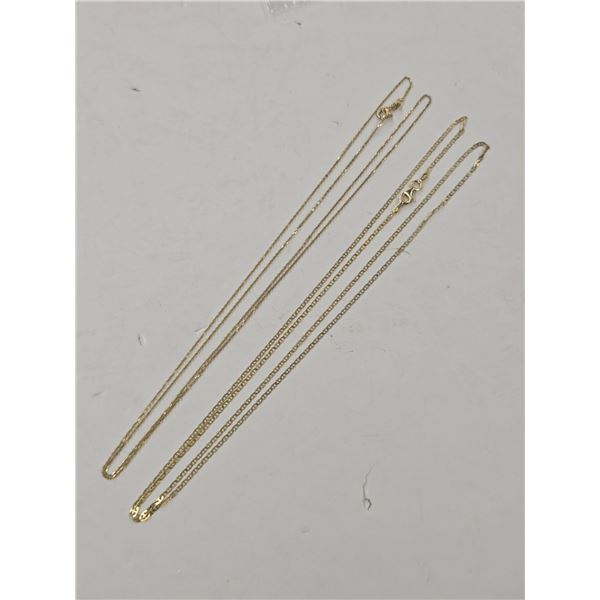 2 New 29" Gold Plated Fine Italian .925 Silver Chains - Total weight: 5.3 grams
