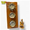 Image 1 : Vintage Sunbeam Wood Wall Weather Station with Thermometer, Barometer & Hygrometer