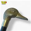 Image 1 : Vintage Wooden Walking Cane with Brass Duck Head Handle - 34 1/2in