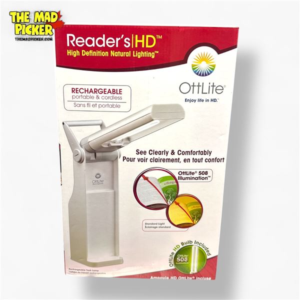 Ottlite Rechargeable Folding Task Lamp with 13-Watt Bulb White Portable