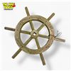 Image 1 : Solid Wood Nautical Ship Wheel with Distressed Finish - 25in Wide