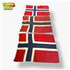Image 1 : 3-piece Vintage Cloth Flags of Norway, Red with Blue and White Cross Design, 5ft X 3ft