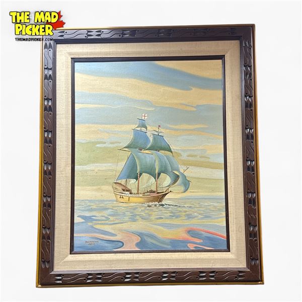 Framed Nautical Sailing Ship Painting by Busswood, 1972, 31in X 37in