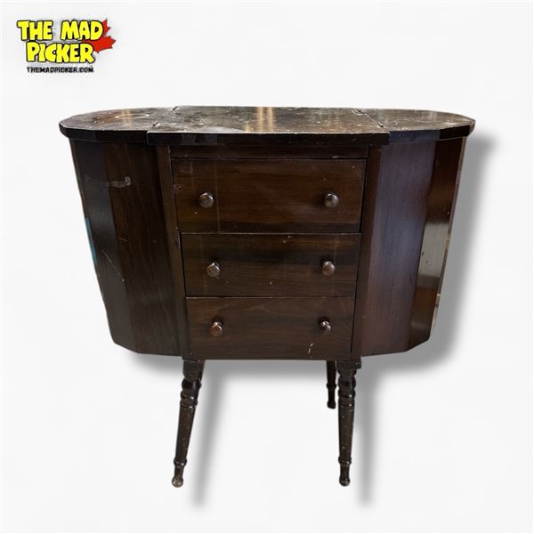Martha Washington-Style Sewing Cabinet.  27 1/2in X 13in X 29in (Needs Repair)