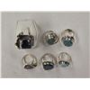 Image 2 : 6 New Natural Stone Rings in Silver Settings - all stamped .925 (Oyster Copper Turquoise, Turquoise,