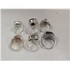 Image 3 : 6 New Natural Stone & Faceted Crystal Rings in Silver Settings - all stamped .925 (Peridot, Abalone,