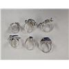 Image 3 : 6 New Crystal & Quartz Rings in Silver Settings - all stamped .925 (Blue Topaz Crystal, Amethyst, Ga