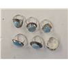 Image 2 : 6 New Polished Larimar Stone Rings in Silver Settings - all stamped .925 -  Total weight: 56.2 grams