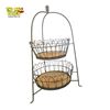 Image 2 : Vintage 21-Inch 2-Tier Wire Fruit Basket Stand Black Scroll Design Kitchen Organizer