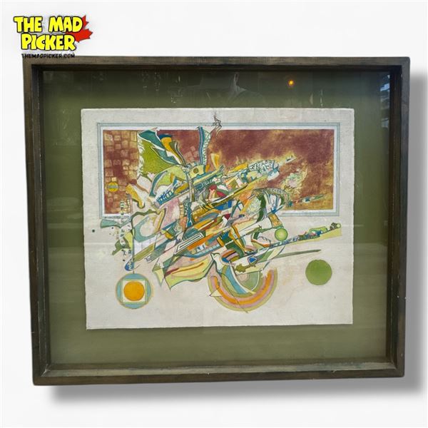 Juely Williams 1969 Mixed Media on Paper 'One Foot on Land' 30x25.5 Framed