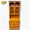 Image 1 : Arts and Crafts Oak Bureau Bookcase Two-Piece 29.5x16.5x78 Inches with Drawers and Shelves