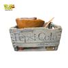 Image 1 : Vintage Wooden Pepsi Crate with Collectible Wooden Bowls and Cribbage Board