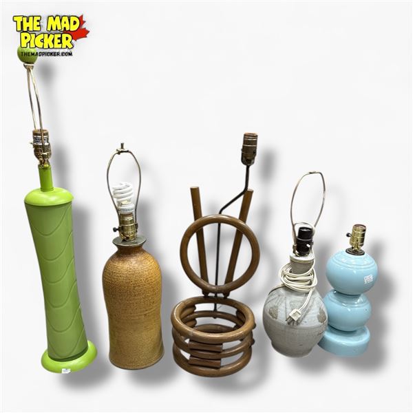 Mid-Century Modern Style Table Lamp Bases Collection of 5 Various Designs