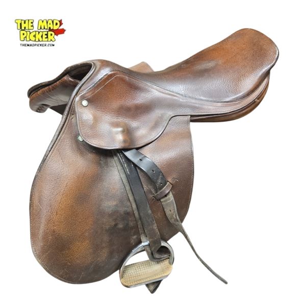 All-Purpose English Leather Saddle 16 Inch Seat Brown Equestrian Tack
