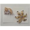 Image 1 : Vintage LP Crystal Floral Brooch & Crystal Mama Bear & Cub Brooch