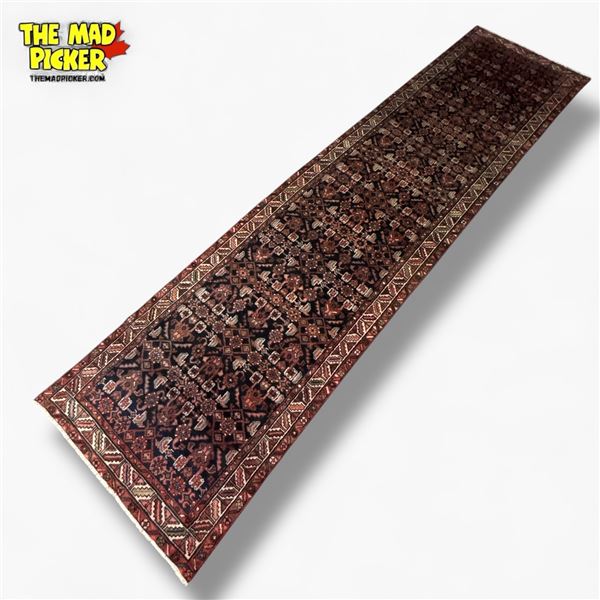 Hand Knotted Wool Persian Rug Runner 40x702cm Made in the Hamedan Region of Iran