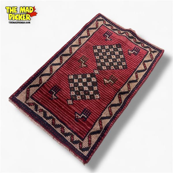 Hand-Knotted Wool Persian Fluffy Rug Shiraz Region Iran 120x80cm