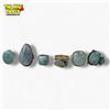 Image 1 : 6 New Polished Natural Blue Larimar Stone Rings in Silver Settings - all marked .925 - Total weight: