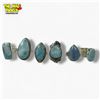 Image 1 : 6 New Polished Natural Blue Larimar Stone Rings in Silver Settings - all marked .925 - Total weight:
