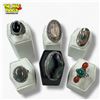 Image 1 : 6 New Polished Gemstone & Natural Stone Rings in Silver Settings - all marked .925 (Labradorite, Bla