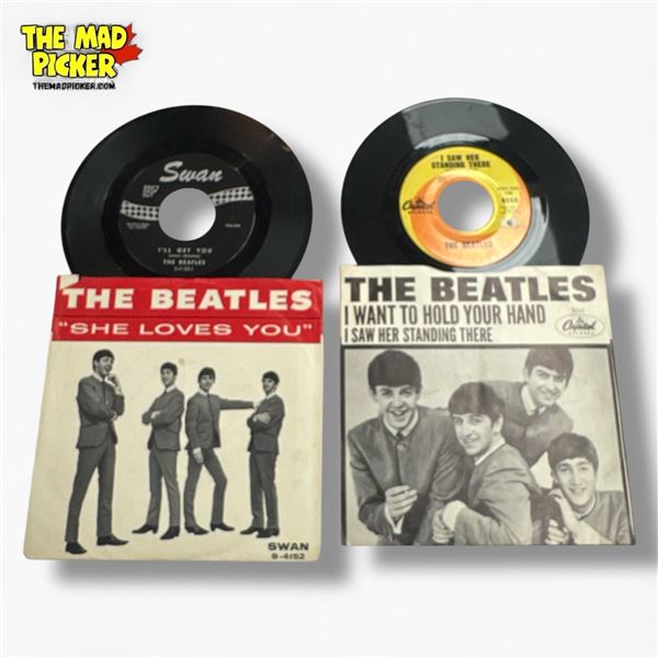 Beatles 45 RPM Vinyl Records 1964 Capitol & Swan 'I Want to Hold Your Hand'/'she Loves You'