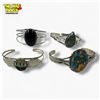 Image 1 : 3 New Natural Stone, &1  Enamel Cuff Bracelet in Silver Settings - all stamped .925  (Labradorite, O