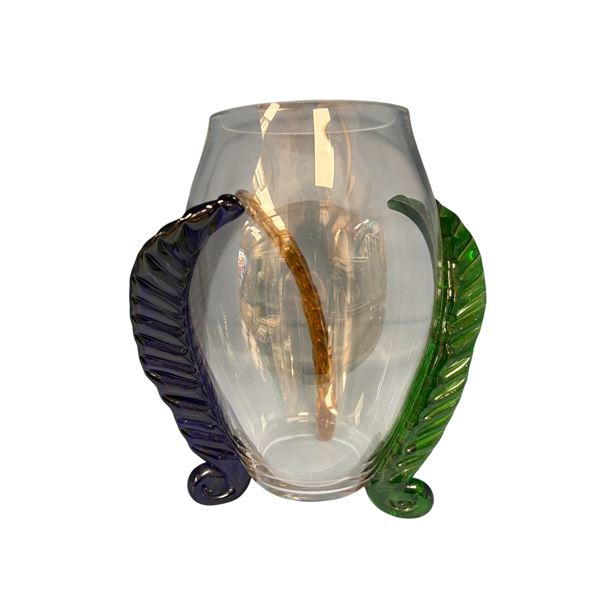 Munn Art Glass 10-Inch Czech Vase Hand-Blown Signed Mid-20th Century