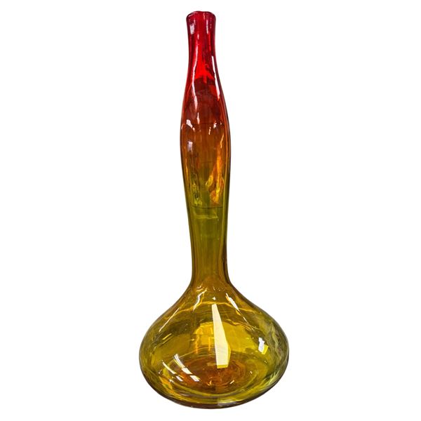 20-Inch Blenko Style Art Glass Genie Vase Amberina Color Mid-Century Modern