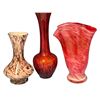 Image 2 : Collection of 3 Art Glass Vases Speckled Design Tallest 8 Inches