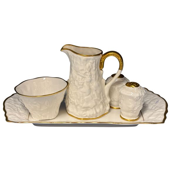 Royal Stafford Old English Oak Bone China Cream Sugar Caddy Salt Pepper Shakers England