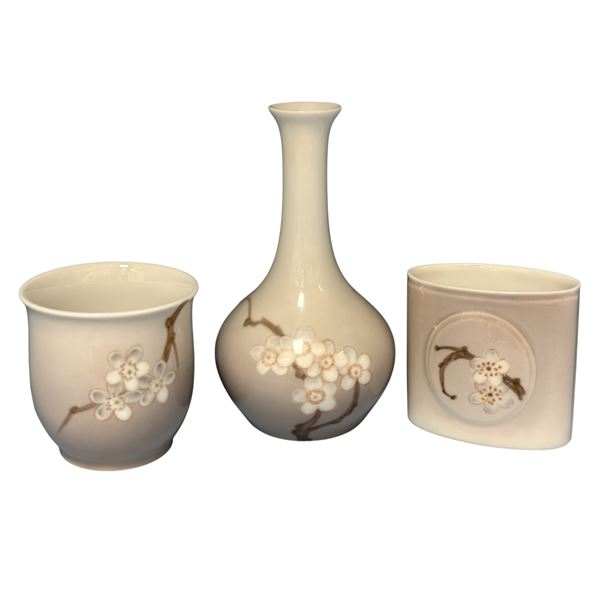 Bing & Grondahl Apple Blossom Bud Vase and Plate Denmark 5-Inch Porcelain