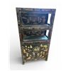 Image 1 : 20th-Century Chinese Black Lacquer Display Cabinet with Stone Inlays Chinoiserie Style