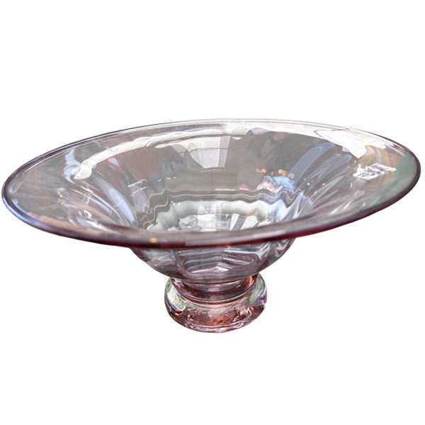 Decorative Footed Crystal Bowl Clear with Purple Tint 5.75" Tall 11.5" Diameter