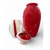 Image 1 : Collection of 3 Red Art Glass Vases and Bowls Tallest 12.75 Inches
