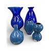 Image 1 : Assorted Hand Blown Blue Art Glass Vases and Painted Mid-Century Modern Set