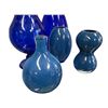 Image 2 : Assorted Hand Blown Blue Art Glass Vases and Painted Mid-Century Modern Set