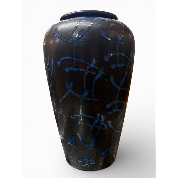 Scheurich Keramik 504-38 Floor Vase Mid-Century Black/blue 1960s-1970s West Germany 15"