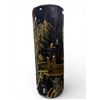 Image 1 : Black and Gold Chinese Mountain Scene Tall Vase Umbrella Holder 23.5 Inch
