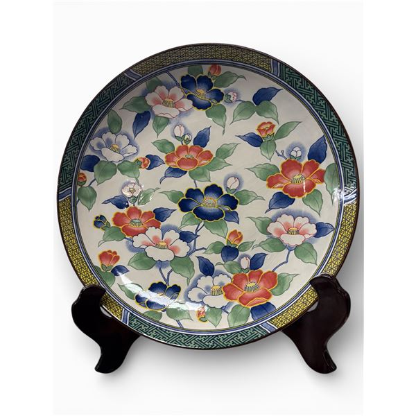 Vintage Tajimi Kutani Porcelain Dish 15" Gosai Floral Pattern Japan