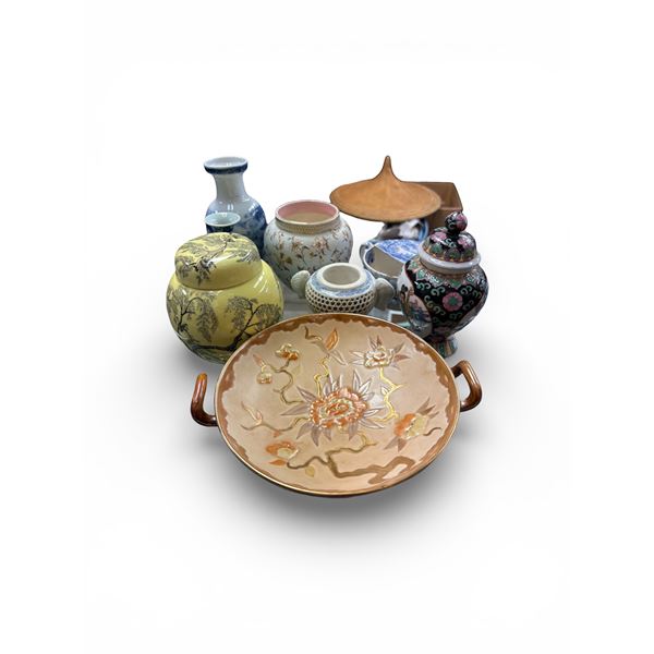 Collection of Vintage Chinese and Japanese Porcelain Teaware and Decorative Vessels